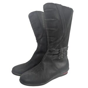 ICON Women's Sacred Motorcycle Riding Boots Black Leather Buckle Zip Size 8.5